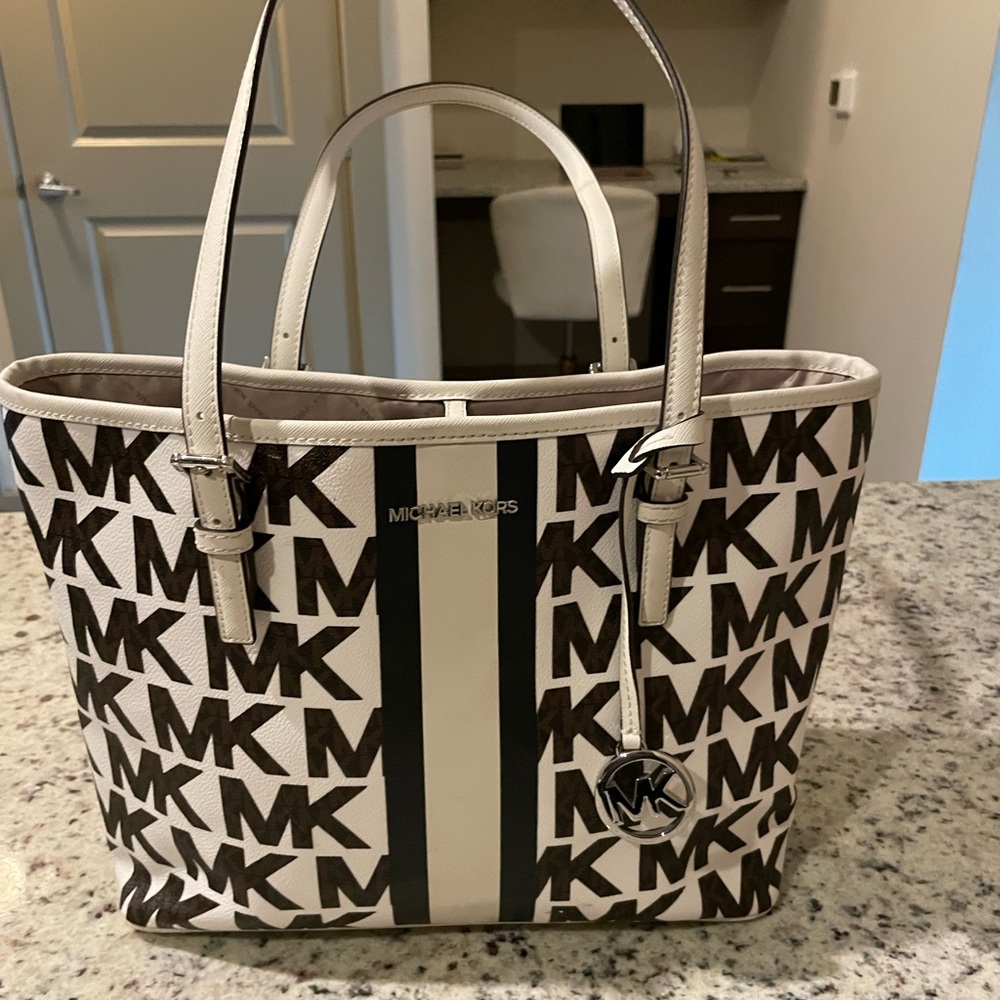 Michael Kors Black and White Tote Bag